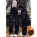 Black Fleece-Lined Wide-Leg Jeans Women, New Autumn And Winter Style, Petite Floor-Length Pants, Slimming Straight-Leg_ecoleips.com