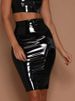 K New Solid Color Sexy Slimming PU Leather High Waist Zipper Bag Hip Short Skirt For Women_ecoleips.com