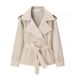Women's Clothing Women's Stylish Casual Versatile Solid Color Short Jacket Style Homemade Clothing With Belt For Formal & Casual_ecoleips.com