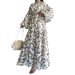 Muslim Chiffon Print Long Belted Fashionable And Elegant Dress_ecoleips.com
