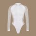 Women's Clothing White Zipper Mesh Long Sleeved Swimsuit Surf One-Piece Sexy Style Vacation Suit Polyester_ecoleips.com