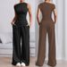 Voya Women's Summer Women's Solid Color Sleeveless Tank Top Pants Fashion Set Sexy Casual Two Piece Set_ecoleips.com
