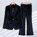 Women's Velvet Blazer Set Long Sleeve Suit Jacket And Trousers Elegant Luxe Stretch Polyester Red Green Black Blue S to 4XL for Fall Winter_ecoleips.com
