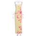 Women Summer Floral Print Lace Splicing Backless Spaghetti Strap Long Dress Casual Vacation Beach Party Evening Flowy Maxi Dress_ecoleips.com