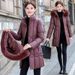 Women's Longline Hooded Puffer Coat - Winter Warm Thickened Polyester Filled Jacket With Detachable Faux Fur Trim, Slim Fit Zip-Up Outerwear_ecoleips.com