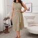 Women's Clothing Temperament Elegant High Waist Round Neck Loose Striped Dress_ecoleips.com