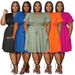 Women's Clothing New Lotus Leaf Sleeve Lace Short Skirt Pocket V Neck Large Size Skirt Suit_ecoleips.com