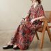 Real Shot Of 2024 Summer V-neck Cotton-linen Plus-size Loose-fitting Artistic Vacation-style Beach Dress, Vintage_ecoleips.com