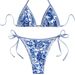 Women's Clothing Printed Fabric Two Piece Bikini Set With Laces Sexy Style Swimsuit For Vacation_ecoleips.com
