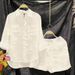 Women's Large Size Cotton Linen Shirt Casual Loose Temperament Leisure Style Solid Color Spring Autumn Fashion Age-reducing Shorts Set_ecoleips.com
