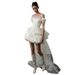 Women's Clothing One Shoulder Light Wedding Dress White Short Simple French Satin Light Wedding Dress For Petite Engagement Registration Dress_ecoleips.com