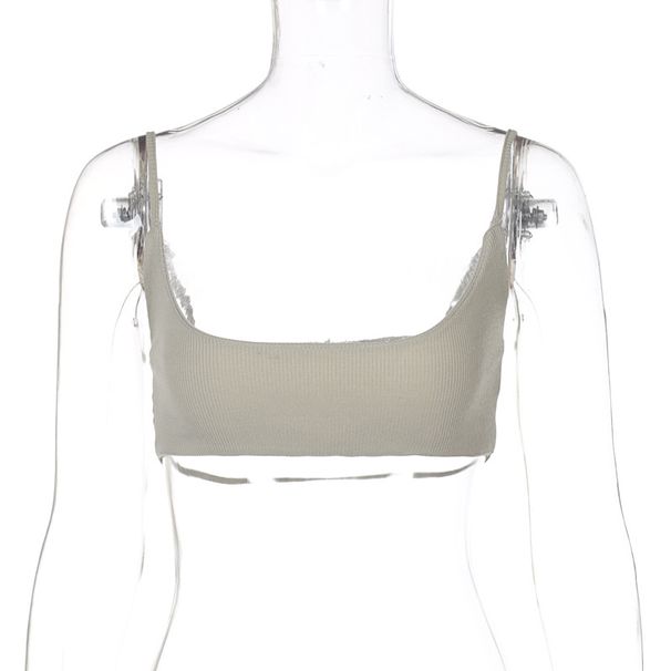 Trendy Strappy Sports Bralette – Spring 2024 High-Stretch Cropped Tank Top For Women, Breathable Polyester, Streetwear & Gym Essential_ecoleips.com