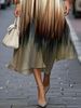 Freeacy 2025 Summer Women's Midi Dress V-neck Puff Sleeves High Waist Pleated Evening Dress Elegant Gradient Party Dress_ecoleips.com