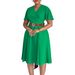 C8636 European And American Women's Fashion 2025 New Fashionable Elegant Solid Color Plus Size V-neck Flared Sleeve_ecoleips.com