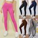 Women's Slim Fit Comfortable Yoga Pants Solid Color Wide Waist Belt Leggings_ecoleips.com