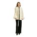 Women's Wool-Blend Double-Faced Coat - Short Length Scarf Collar Jacket With Belt, Alpaca Wool & Cashmere Touch, Elegant Office Wear_ecoleips.com
