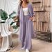 Women's Solid Color Loose Comfort Cardigan And Pants Casual Set European And American Style Clothing Top And Bottoms_ecoleips.com
