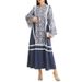 Women's Clothing New Style Stitching Contrast Color Retro Pattern Women's Robe Loose Fashion Dress Women Autumn And Winter_ecoleips.com
