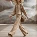 Women's Autumn Winter Light Brown Slim Fit Sweatshirt And Pants Set Long Sleeved Retro Casual European American Style_ecoleips.com