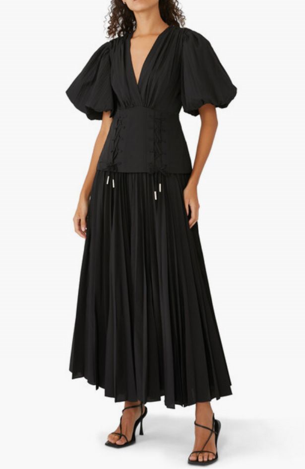Women's Clothing Casual Solid Color Five Point Sleeves V Neck Lace Up Dress_ecoleips.com