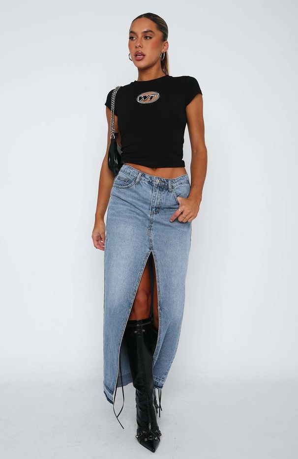 Verve 2025 Half-Slashed Front-Slit Denim Skirt_ecoleips.com