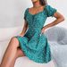Women's Clothing Ins Style Real Shot Spring And Summer Casual Flared Sleeve Drawstring Lace Floral Hem Dress_ecoleips.com