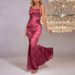 Cross-border Foreign Trade Slip Dress, European And American Sexy Backless Jacquard Tie-up Long Bodycon Fishtail Dress_ecoleips.com