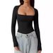 Women's Square Collar Shirt Autumn Top Long Sleeve T-Shirt Slim Pullover Milk Silk T-Shirt_ecoleips.com