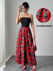 European And American 2025 Spring And Summer New Elegant Ladies Rose Print Splicing Short Chest Wrap Sexy Dress_ecoleips.com