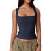 2025 European And American W's Clothing Street Style Fashion Square Neck Basic Slim Sleeveless Tank Top For_ecoleips.com