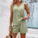 Women's Clothing New Loose Sleeveless Two Piece Summer V Neck Casual Solid Color Button Hottie Vest Suit_ecoleips.com