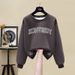 Women's Autumn/Winter Thick Sweatshirt Crew Neck Fleece Lined Loose Fit American Retro High End Feel Petite Top 2023 New Style_ecoleips.com