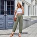 Women's Clothing New Casual Elastic Waist Pocket Nine Point Pants Straight Pants Women_ecoleips.com