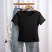 Women's Ribbed Short Sleeve T-Shirt round Neck Comfortable Base Layer Top Versatile New Spring/Summer Autumn Style_ecoleips.com