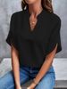 Women's Summer Casual V Neck Loose Shirt Tops Solid Color_ecoleips.com