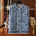 Women's clothing products niche and fashionable exquisite small X style edge cotton 0 quality denim vest jacket_ecoleips.com