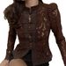 Summer New Arrival Women's Slim Fit Blouse Lace Crochet Stand Collar Fashion Elegant Commuter Style_ecoleips.com