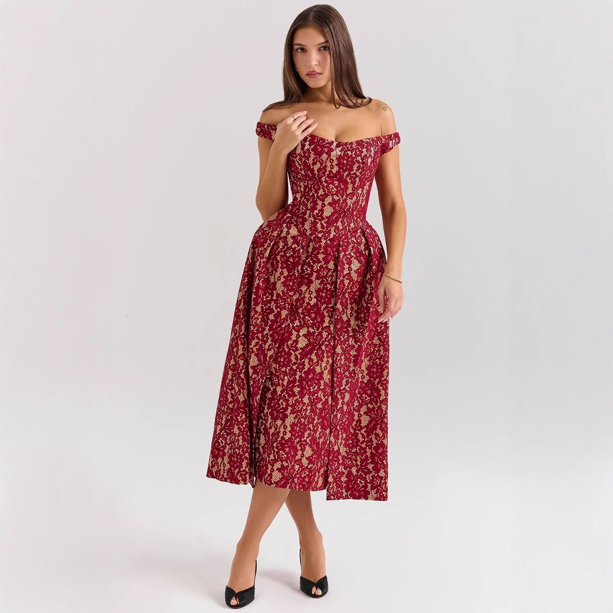 2025 Spring/Summer New European And American Style Women's Fashionable Off-Shoulder Backless Slim-Fit Waist-Cinching_ecoleips.com