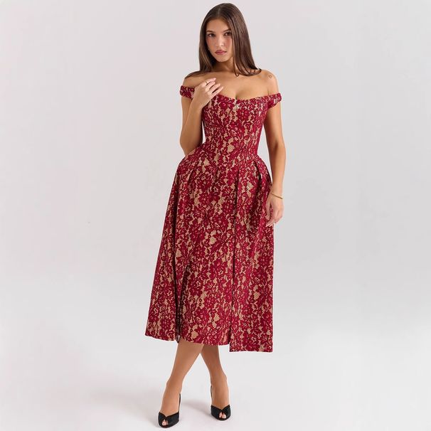 2025 Spring/Summer New European And American Style Women's Fashionable Off-Shoulder Backless Slim-Fit Waist-Cinching_ecoleips.com