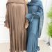 Voya Muslim Women's Pleated Cardigan With Lining And Headscarf, Two Piece Set, Elegant Temperament For Commuting_ecoleips.com