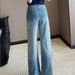 Retro Rhinestone & Jacquard Diamond Pattern Jeans For Women | Flared Wide-Leg Trousers With Soft Drape | Vintage Style Comfort Pants_ecoleips.com