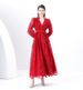 Women's Clothing Spring Waist Heavy Embroidery V Neck Lantern Sleeves Single Breasted Long Skirt_ecoleips.com
