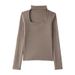 Women's Korean Style High Neck Long Sleeve Faux Cashmere Base Layer T-Shirt Autumn Winter High-End Top_ecoleips.com