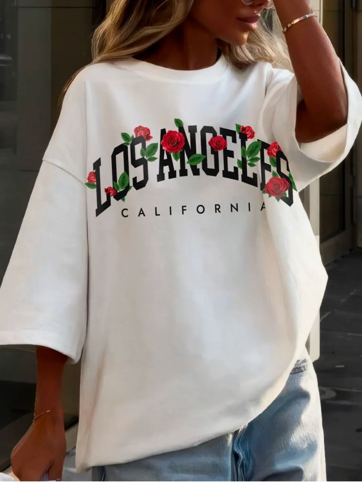 2024 Women's Summer New Short Sleeve Letter Print Round Neck Casual T-Shirt Loose Top_ecoleips.com