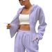 Women's Autumn/Winter Two Piece Set Hooded Cardigan And Wide Leg Pants Slim Fit Sweatshirt Casual European And American Style Clothing_ecoleips.com