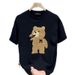 Women's Clothing printed bear short sleeved T shirt trendy brand slim short sleeved T shirt top_ecoleips.com