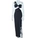 European And American One-shoulder Dress, Solid Color Pullover, Sexy Backless Evening Gown, Long Elegant Style With_ecoleips.com
