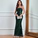 Sexy Sequin Backless Slit Dress - Long Sleeveless Strappy Party Dress For Women_ecoleips.com