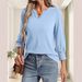 Summer Women's 7/8 Sleeve V-Neck T-Shirt_ecoleips.com