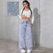 Women's Loose Wide Leg Denim Jeans Rhinestone Star Design Fashionable Casual Non-Stretch Trousers European American Style_ecoleips.com